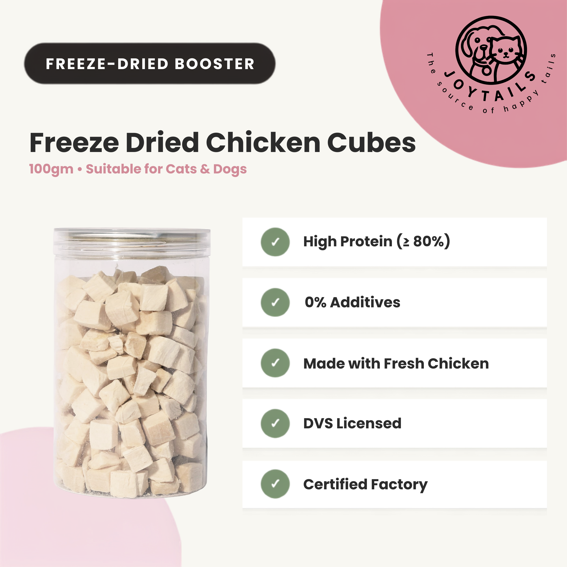 Joytails Freeze-Dried Chicken Cubes 100gram - Image 3