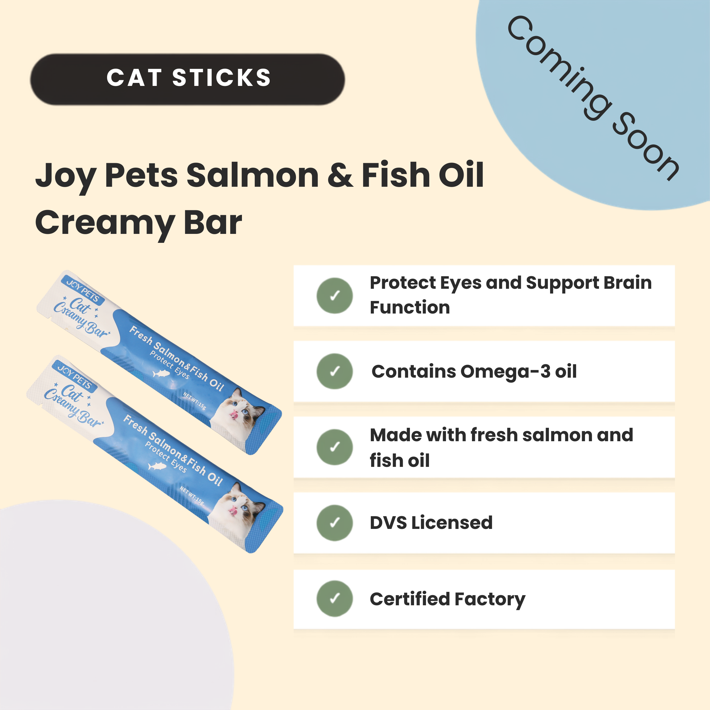 Joy Pets Cat Creamy Bar - Fresh Salmon & Fish Oil (15g x 5) - Image 4