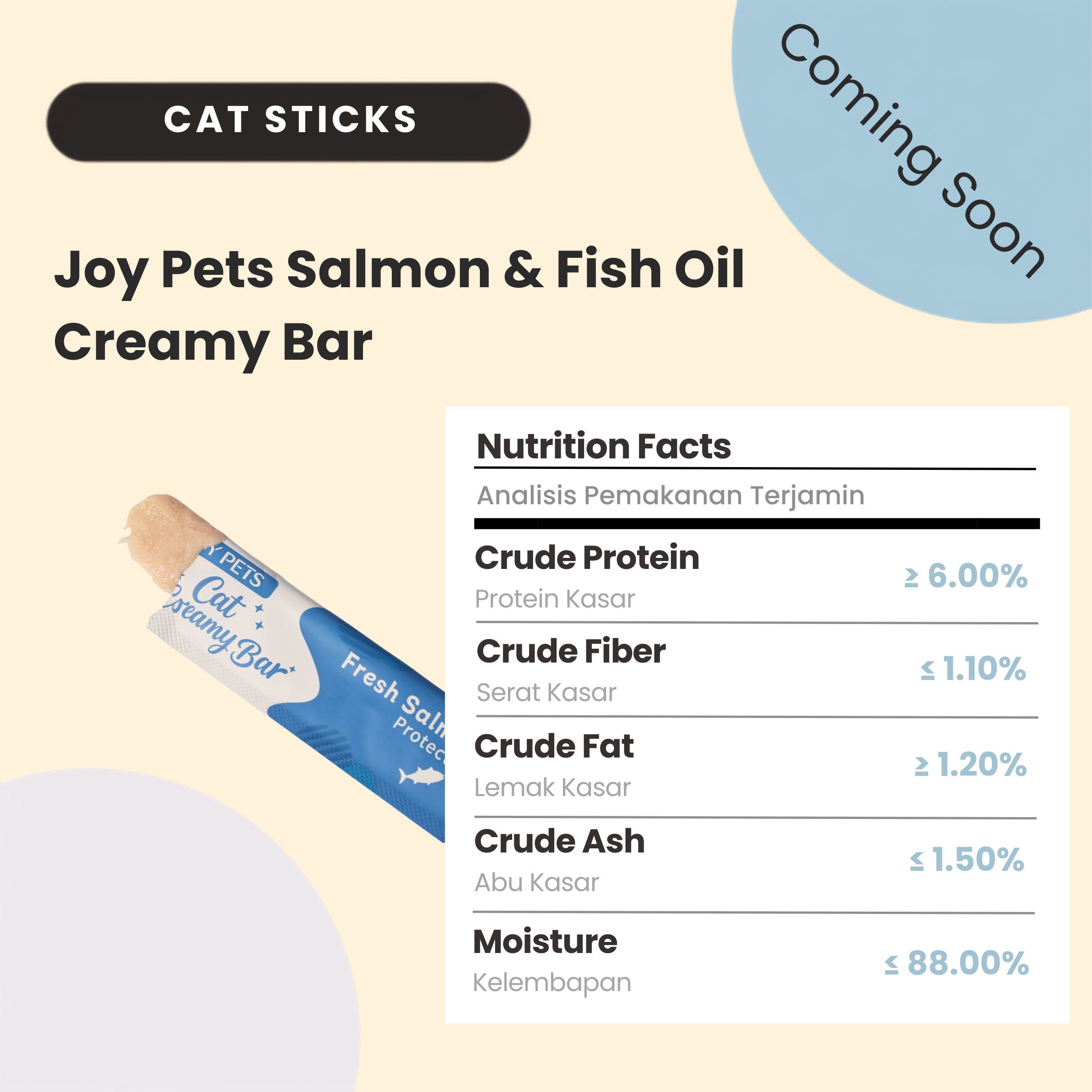 Joy Pets Cat Creamy Bar - Fresh Salmon & Fish Oil (15g x 5) - Image 3